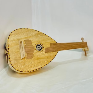 Handcrafted Oud Lute Small & Medium Size with 5-Strings, Pick and Soft Case, Authentic Arabic String Instrument, Gift for Musicians