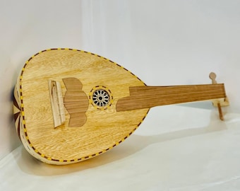 Handcrafted Oud Lute Small & Medium Size with 5-Strings, Pick and Soft Case, Authentic Arabic String Instrument, Gift for Musicians