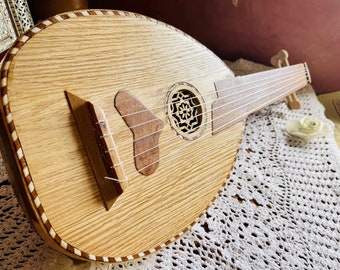 Small Lute Music oud instrument strings tunes, Musical Instrument HandCrafted, Handmade Arabic Oud, Pro Cow Horn Oud