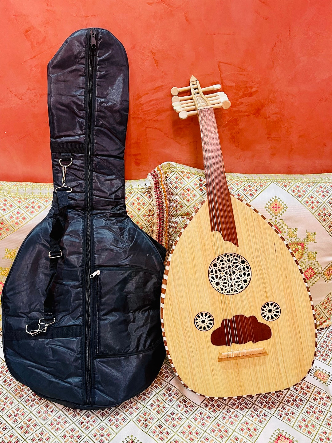 Large Lute Oud Musical Instrument, Handmade Lute Bag,11 Strings Tunes