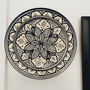 14&quot;Handmade Moroccan Plate, Hand-painted Pottery Plate, Home and Deco, Moroccan Wall Art, Very Beautiful Moroccan Antique Decor