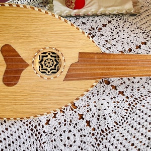 Small Lute Music oud instrument strings tunes, Musical Instrument HandCrafted, Handmade Arabic Oud, Pro Cow Horn Oud image 4