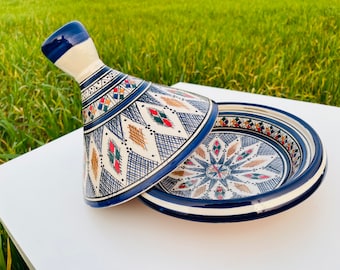 Moroccan Large Tagine, Hand-painted Pottery Tajine, Handmade Tajine For Cooking and Serving, Clay Cooking Pot, Ceramic Cookware, kitchenware