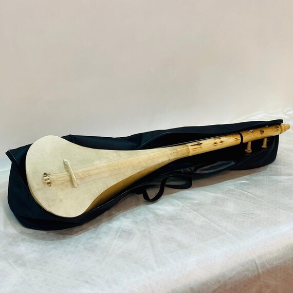 リュート　モロッコ楽器 Large Moroccan Authentic Lutar With 4 Strings Melodies & Case