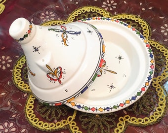 Tajine marocain fait main en céramique | Décoration de cuisine aux couleurs vives