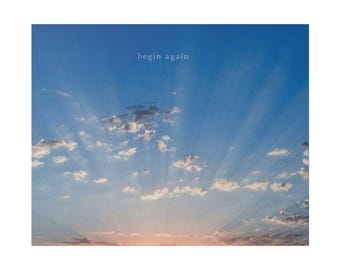 Begin Again Canvas Wall Art, Sunrise Nature Photography, Calm Minimalist Decor, Peaceful Wall Art, Inspirational Home Decor