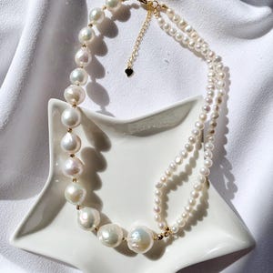 Collar grande de perlas tipo Kasumi, collar de perlas, gargantilla de perlas, collar grande de perlas barrocas, regalo para madre, collar de boda, regalo para novia.