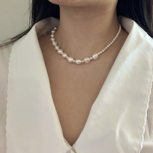 Baroque Pearl Necklace. Irregular Freshwater Pearl Necklace. Small Pearl Necklace. Toggle Necklace. Wedding Gift. Gift For Her. image 3