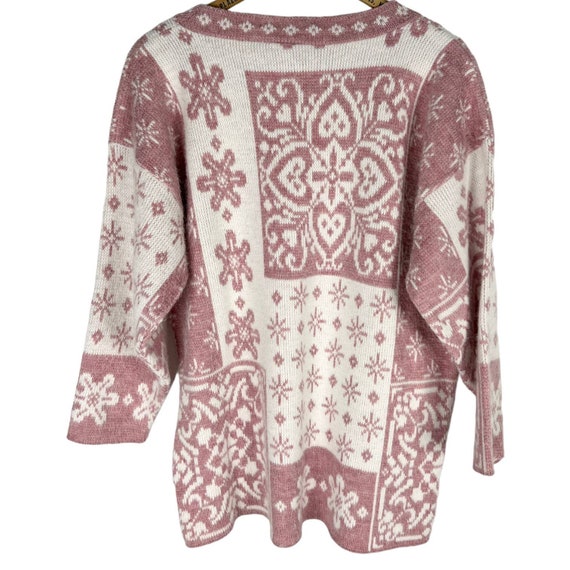 Vintage Pink White Oversized Crewneck Sweater Cot… - image 3