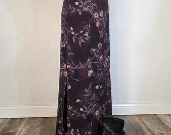 Vintage 90s Y2K Whimsigoth Dark Floral Midi Skirt Fairy Grunge Size Medium