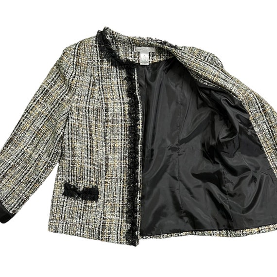 Medium Vintage 90s Tweed Blazer/Jacket with Trim,… - image 4