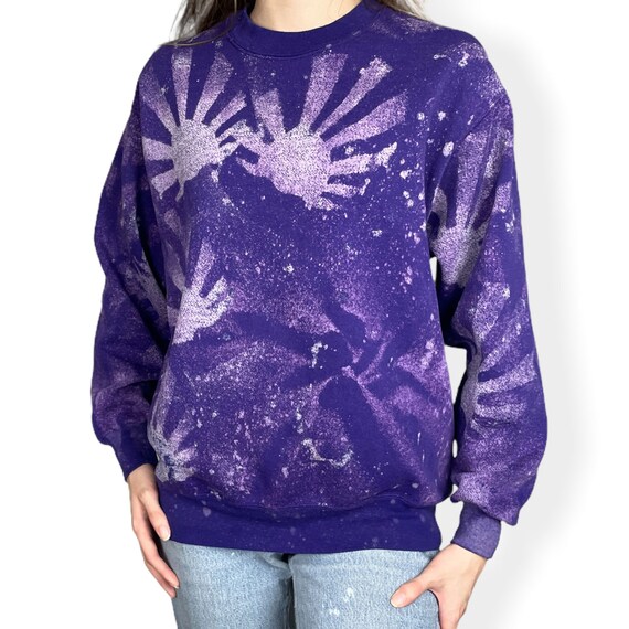 Medium Vintage Tie Dye Purple Crewneck Sweatshirt - image 2