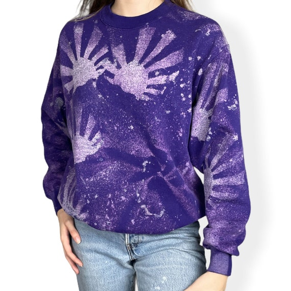 Medium Vintage Tie Dye Purple Crewneck Sweatshirt - image 1