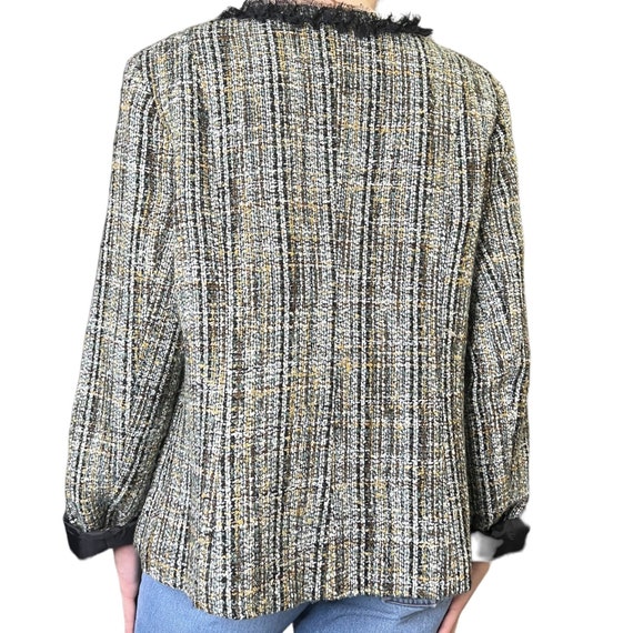 Medium Vintage 90s Tweed Blazer/Jacket with Trim,… - image 3