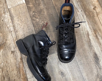Vintage NaNa Industrial Boots Black Leather Lace Up Punk Goth Mens Size 8