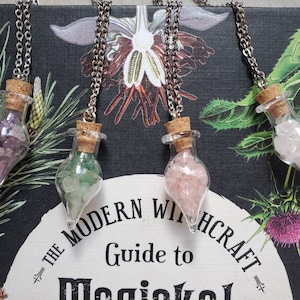 Crystal in Bottle charm necklaces