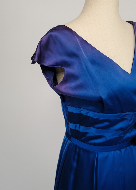 Stunning 1950’s blue satin fit and flare dress by… - image 4