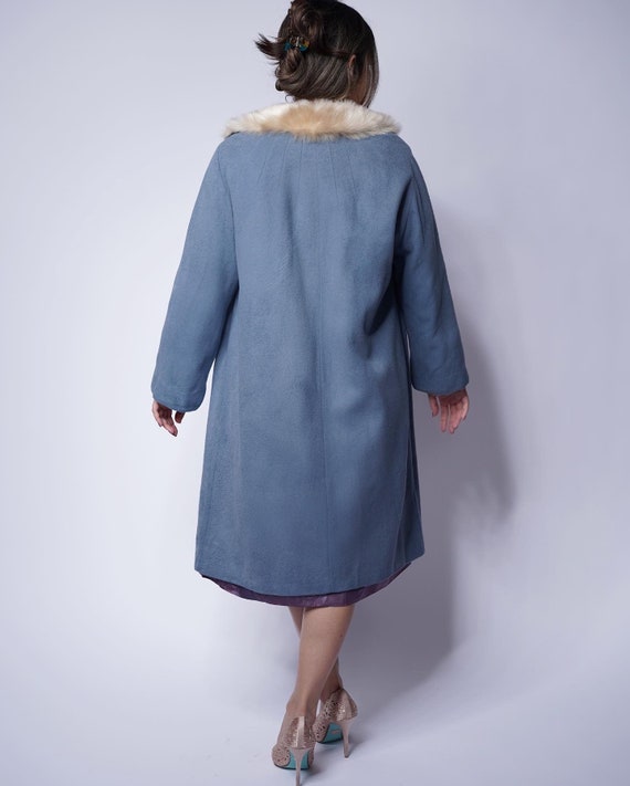 Gorgeous 60’s vintage slate blue cashmere coat wi… - image 7