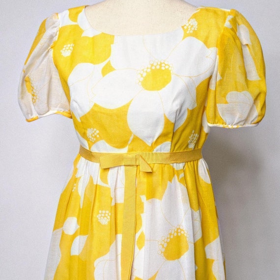 60’s/70’s vintage yellow floral maxi dress - size… - image 3