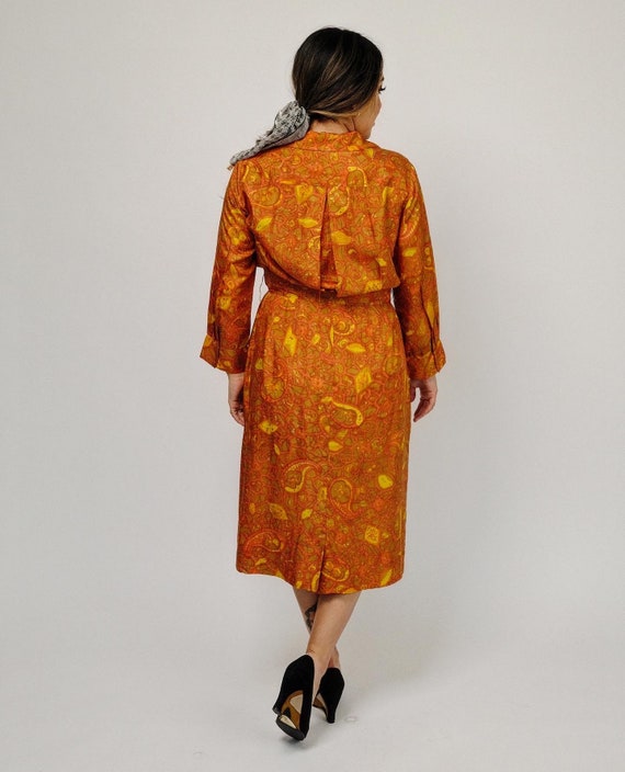 Gorgeous 60’s vintage orange and red patterned si… - image 7