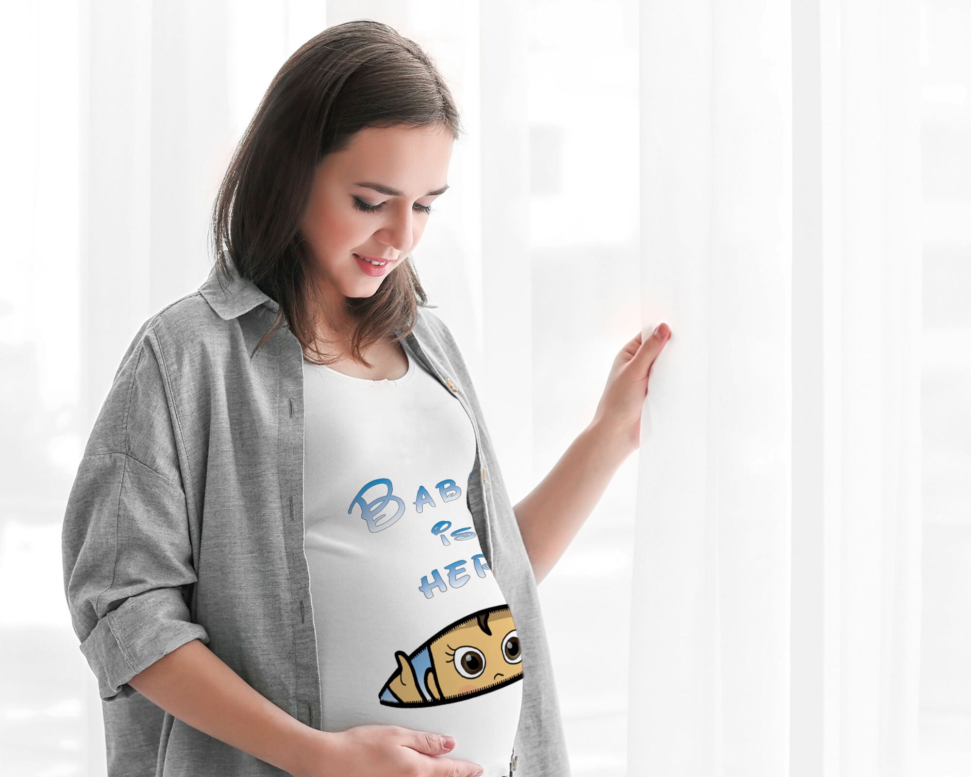 Baby Bump Shirt Baby Ankündigung Baby ist hier Tshirt Etsy