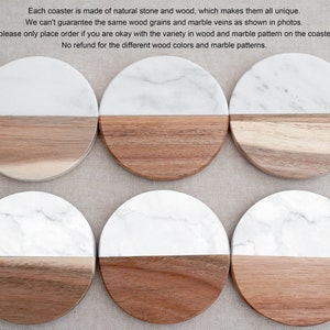 Custom Engraved Marble Wood Coasters Personalized Gifts image 8