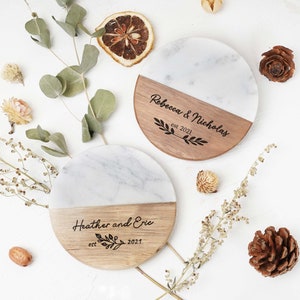 Custom Engraved Marble Wood Coasters Personalized Gifts image 9