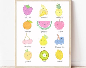 Fruit Print | Word Art | Kid Art | Home Poster | Wall Decor | Minimal Print | Nursery Print | Printable Poster | Digital Download | Kid Art