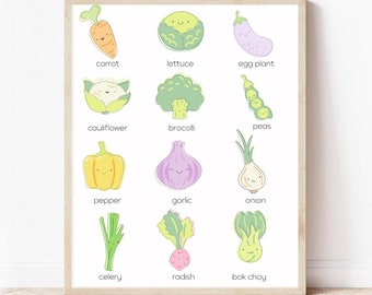 Vegetable Print | Word Art | Kid Art | Home Poster | Wall Decor | Minimal Print | Nursery Print | Printable Poster | Digital | Kid Art