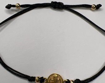 18k gold fille Saint Benedict bracelet for good luck 7.5