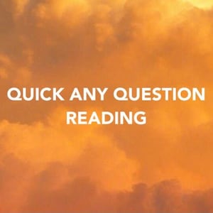 May include: Image features the text "QUICK ANY QUESTION READING" in white, set against a backdrop of a cloudy, golden-orange sky. The text is centered and prominent, suggesting a service or offering.