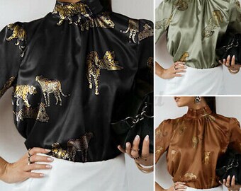 green satin blouse uk