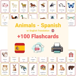 Spanish Animals Vocabulary Flashcards – Animals and Related Words | Learn Spanish | PDF Download