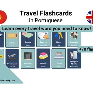 Cartes-éclair de vocabulaire de voyage en portugais – Mots et expressions essentiels | Apprendre le portugais européen | PDF imprimable
