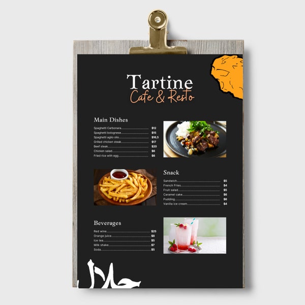 Editable Restaurant Menu Template - Customizable and Modern Design for Cafe or Restaurant - Instant Download