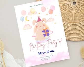 Peter Rabbit Birthday Invitation Templates | Customizable & Printable | Whimsical Bunny| Personalized Digital Invites | Instant Download