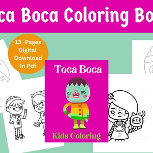 Interactive Toca Boca Coloring Book - Fun-filled Adventures for Kids - Vibrant Pages with Characters from Toca- Educational and Engaging