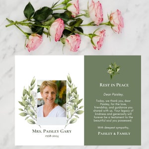 Personalized Funeral Thank You Card Templates | Custom Sympathy Appreciation Notes | Printable Condolence Greeting Cards