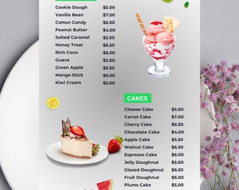 Editable Restaurant Menu Template | Customizable Menu Card Design | Instant Download | Printable Menu Templates for Restaurants and Cafes