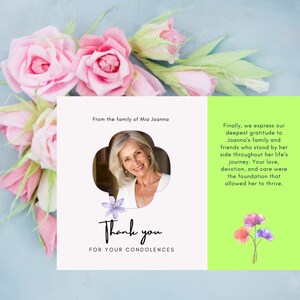 Sympathy Thank You Cards: Elegant Funeral Thank You Card Templates |Personalized Remembrance Note Cards|Bereavement Appreciation Stationery