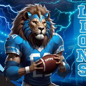 Sports Lion 20oz Skinny Tumbler Wrap PNG, Detroit 20oz Tumbler PNG, Mascote Sublimação Tumbler PNG Download Digital, Football Tumbler Wrap