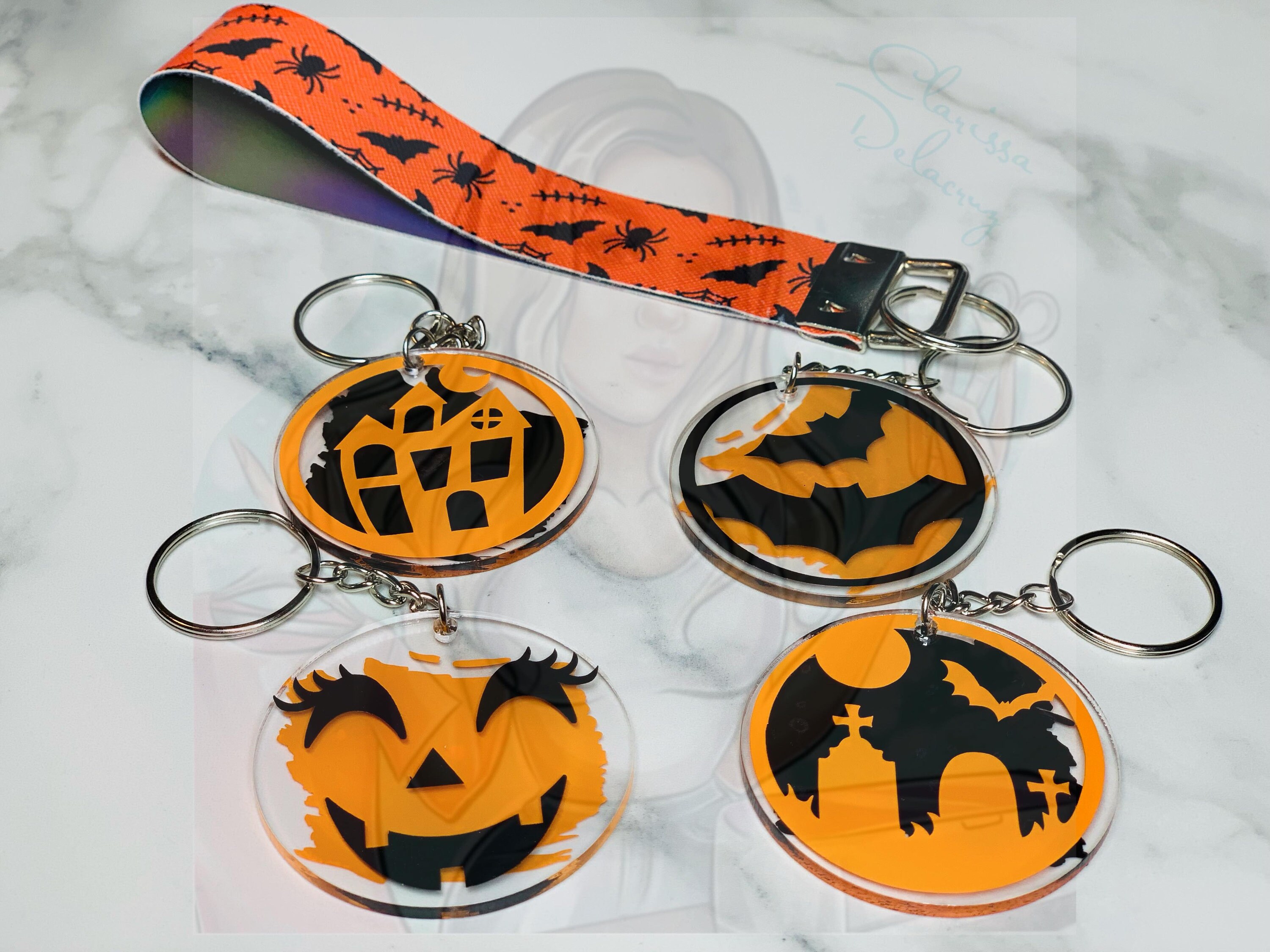 Halloween Wristlet & Keychain Set Personalized Trick or Etsy