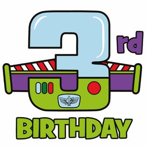 Geburtstag Logo, Toy Story Thema, 3. Geburtstag, Turning 3, Buzz Lightjahre Birthday