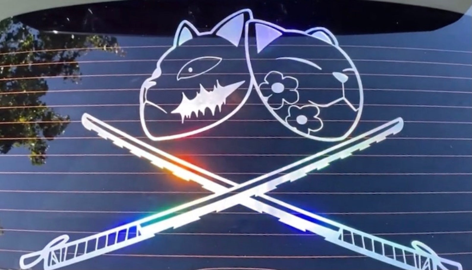 Custom Order Anime Car Decal Rear Window Holographic White Etsy