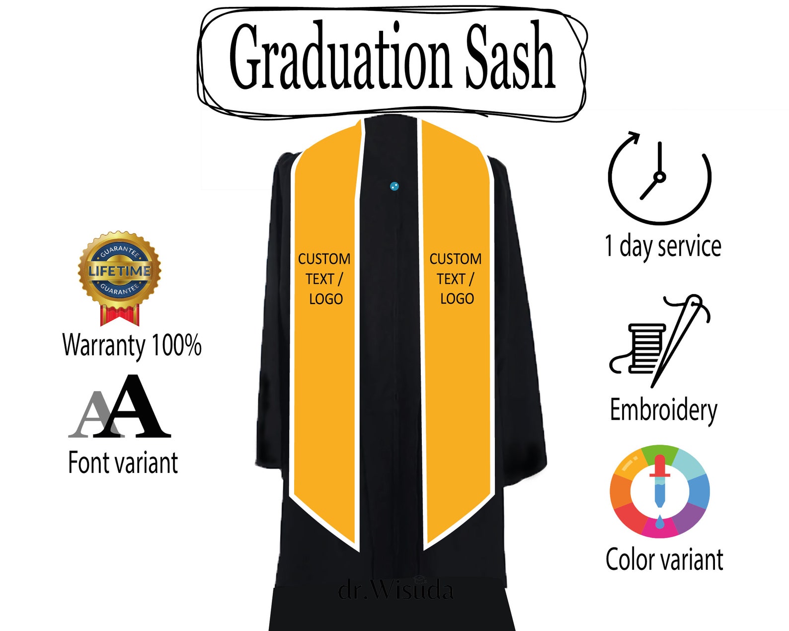 Custom Graduation Sash Custom Personalized Sash Custom Text Etsy