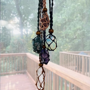 Crystal / Natural Stone with Macrame Cord Pouch Necklace / Pendant Bild 1