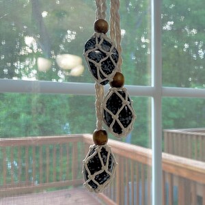 Crystal / Natural Stone with Macrame Cord Pouch Necklace / Pendant snowflake obsidian/w