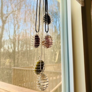 Natural Crystal Pendant w/ Spiral Cage (1 inch & mini)