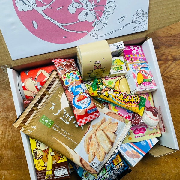 Cherry-Blossom Japanese Mystery Snacks Box - New for 2024! rare sweet and savoury treats from Japan - Sanrio, Kawaii, - cute and tasty!!