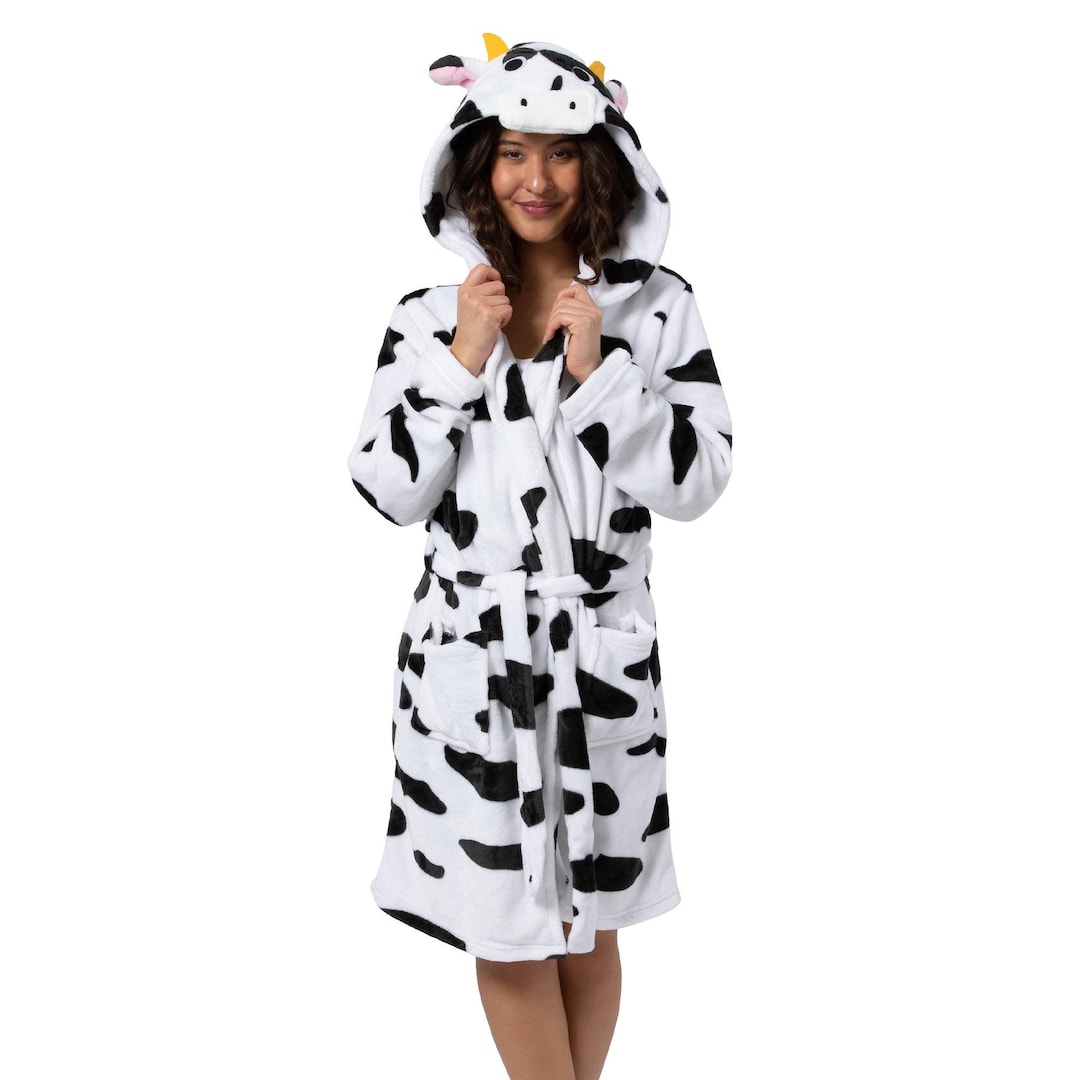 Cow Hooded Robe: Soft Cozy Loungewear - Etsy